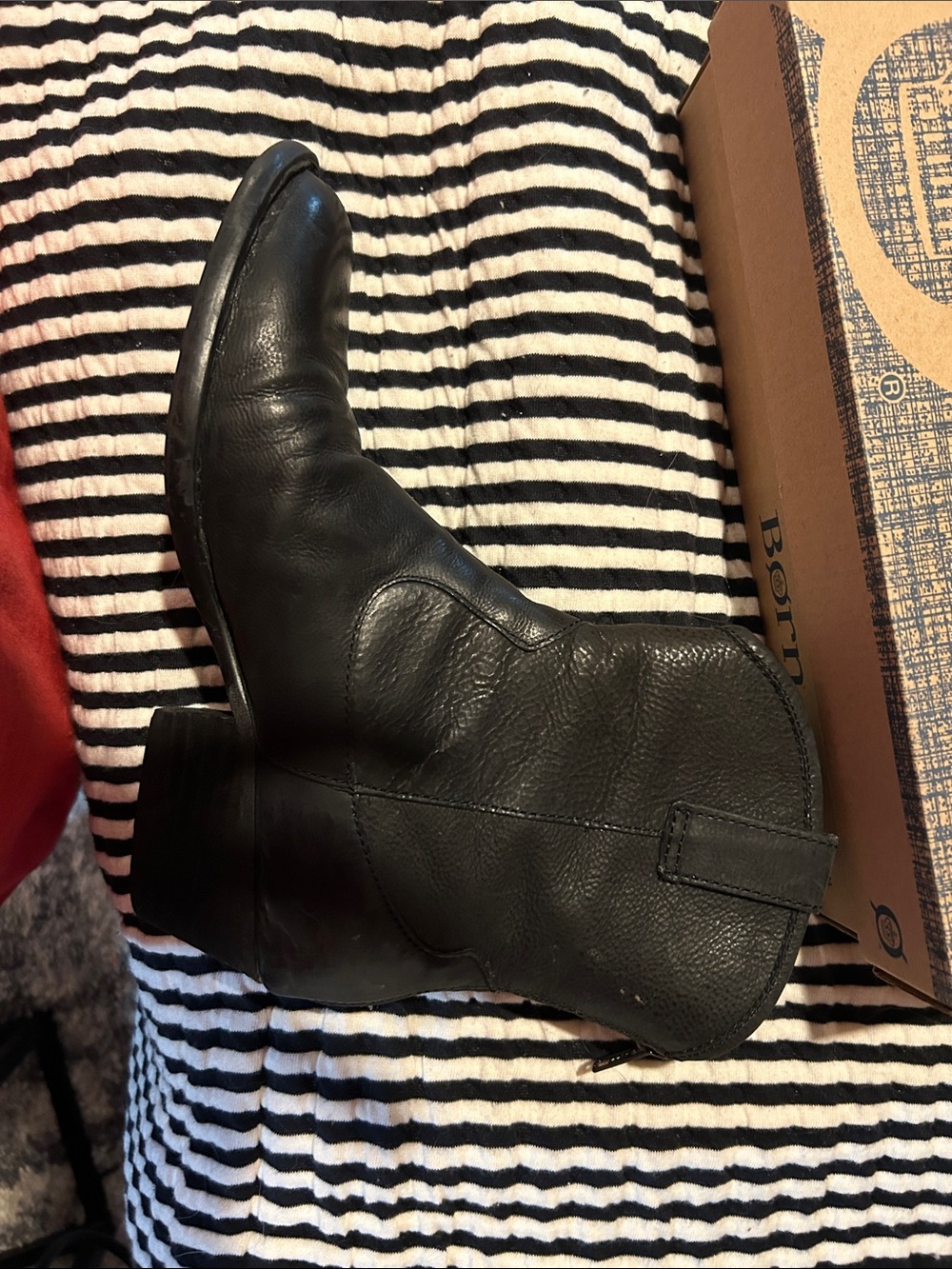 Born Black Leather Western Ankle Boots - Picture 6 of 11